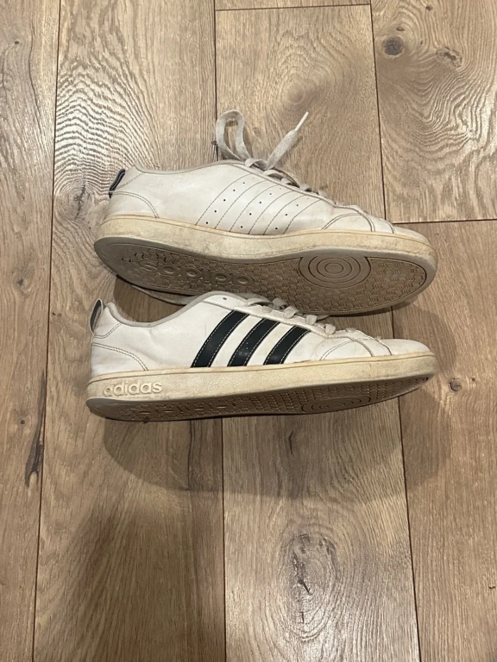 adidas White Sneakers with Black Stripes